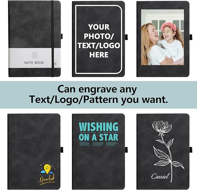 Vebermo Personalized Notebook Custom Journal Notebook PU Leather A5 Can - Image 2