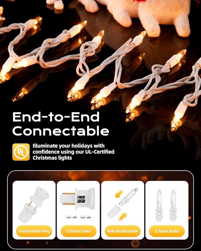 Brightown Clear Christmas String Lights, 200-Count 51.5ft Incandescent Bulb - Image 3