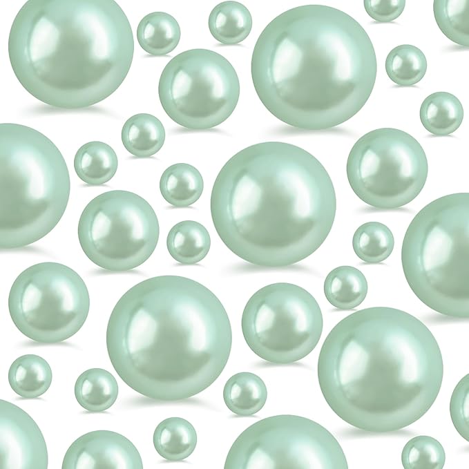 260Pcs Greygreen Glossy Beads for Centerpiece Decor, Artifical Pearls Vase by EGKamhFloatingBeadsPearls