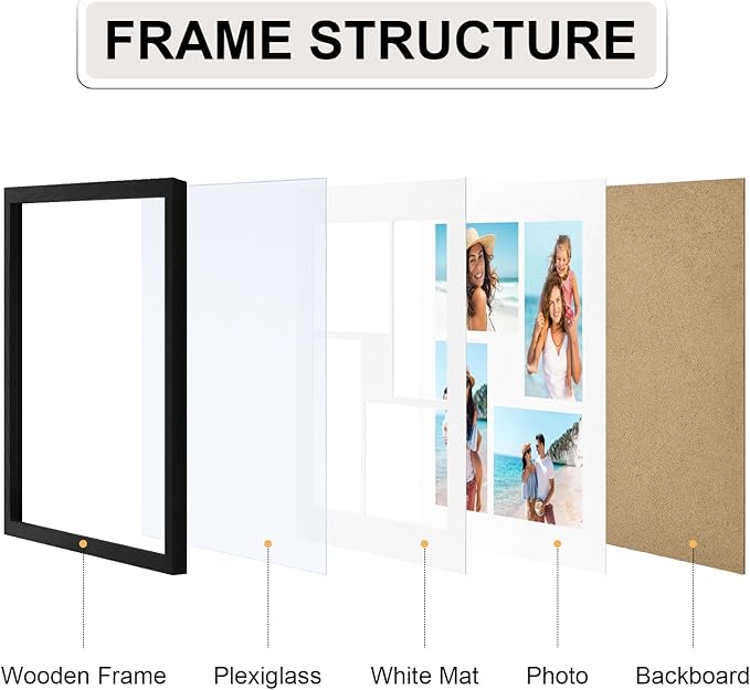 Vittanly 12x12 Collage Picture Frame, Displays 4Pcs 4x6 Pictures - Image 6