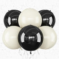 6Pcs Black Sand White Round Foil Balloons, Giant 4D Round Ball Balloon by Adorely