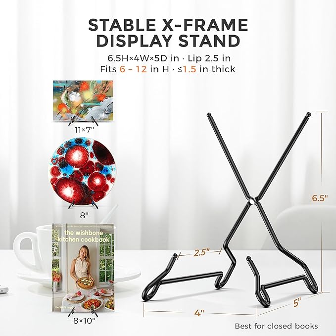 TR-LIFE Plate Stands for Display, 6.5 inch, 2 Pack – Fold-Flat, Stable X-Frame - Image 2