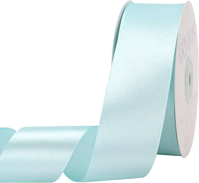 Light Blue Satin Ribbon 1-1/2 inch X Continuous 50 Yards, Single Face Polyester by Kryvusribbon