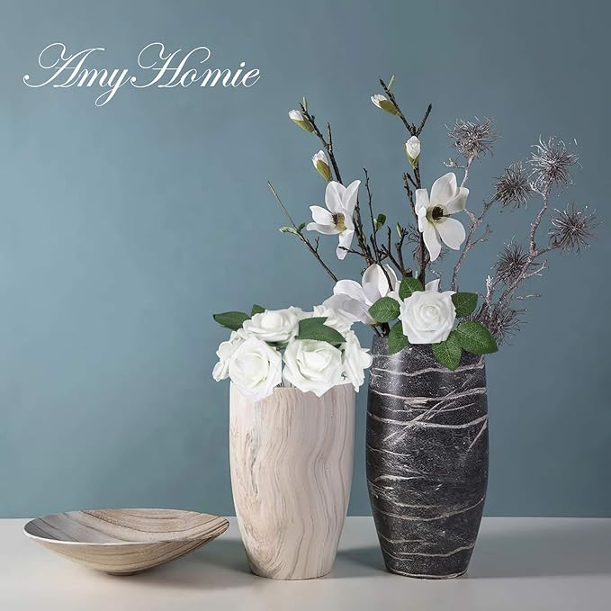 AmyHomie Artificial Flowers White Rose 100pcs Real Looking Fake Roses w/Stem - Image 4