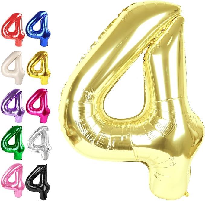 40 Inch Light Gold Large Number 4 Balloons, Giant Foil Number Four 14 24 34 40 by Upgesy