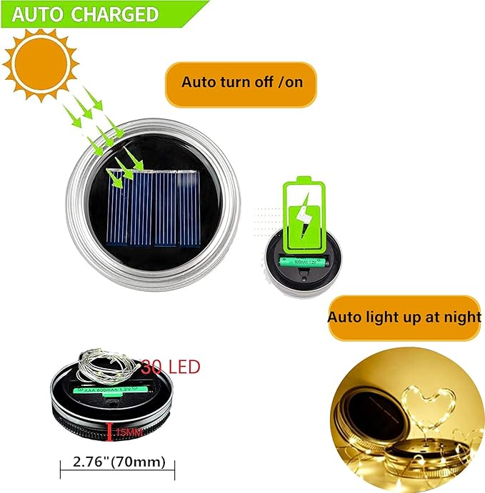 12 Pack Solar Mason Jar Lid Lights - Image 6