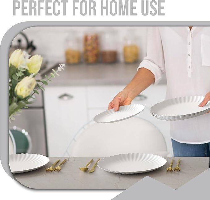 Trendables Scalloped Paper Plates 8.5 Inch & 10.5 Inch 80 Pcs Dinner Plate Set - Image 7