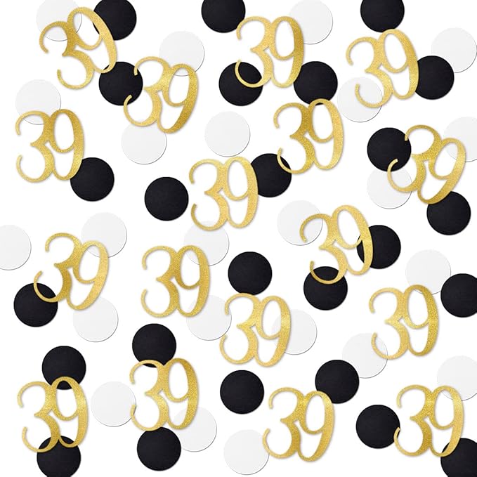 Gold Glitter 39 Confetti, 39th Birthday Number Confetti by MAGJUCHE