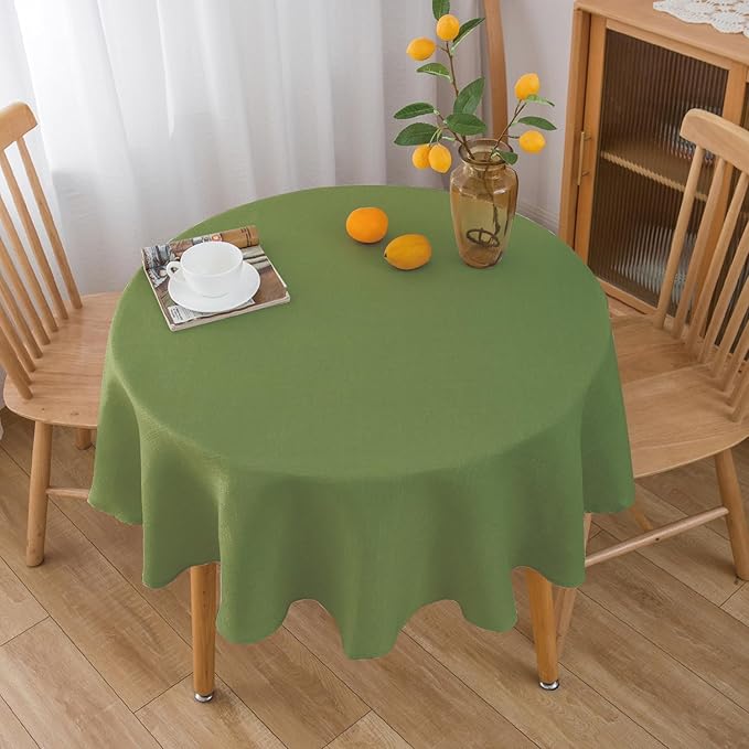 NLMUVW Round Table Cloth 36 Inch, Olive Green Linen Tablecloth Rustic Small - Image 2