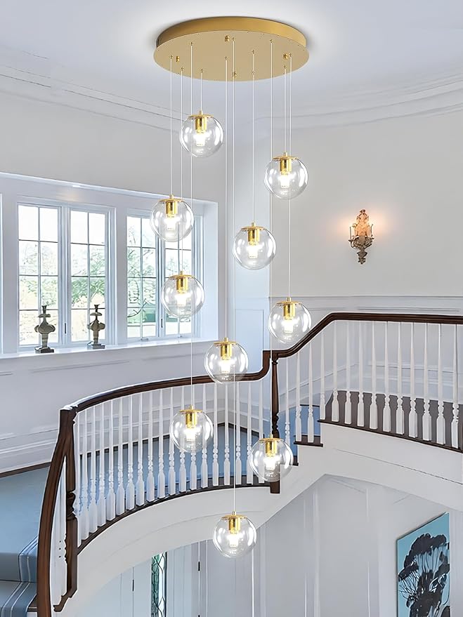 H118 Modern Glass Globe Chandelier Staircase Chandelier - Image 3