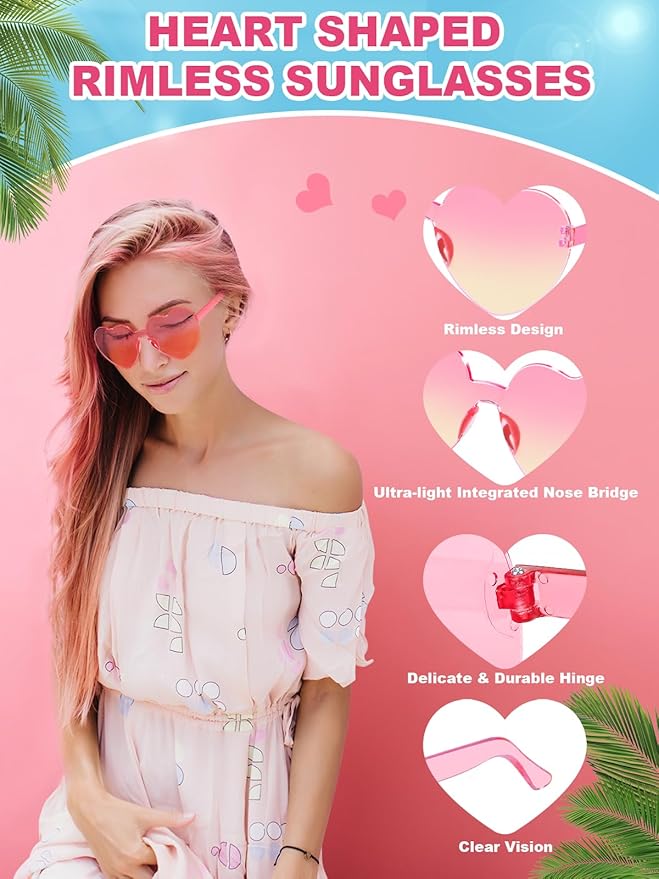 12 Pairs Heart Shaped Sunglasses - Image 3