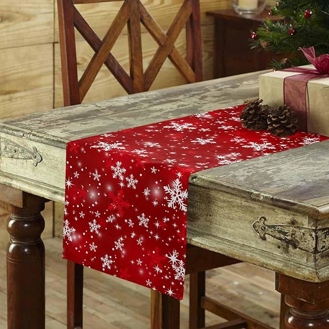 Christmas Snowflakes Cotton Linen Table Runner - Image 3