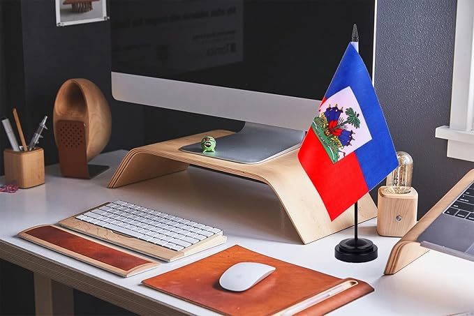 WXTWK 2 Pack Haiti Flag Haiti Deluxe Desk Flag Set - Image 5