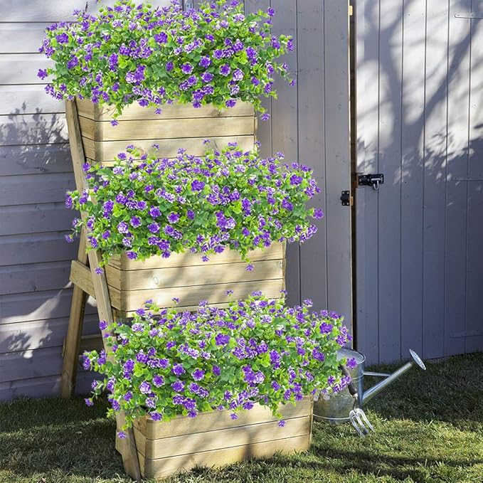 10 Bundles Artificial Fake Flowers, Faux Outdoor Plastic Plants UV Resistant - Image 3