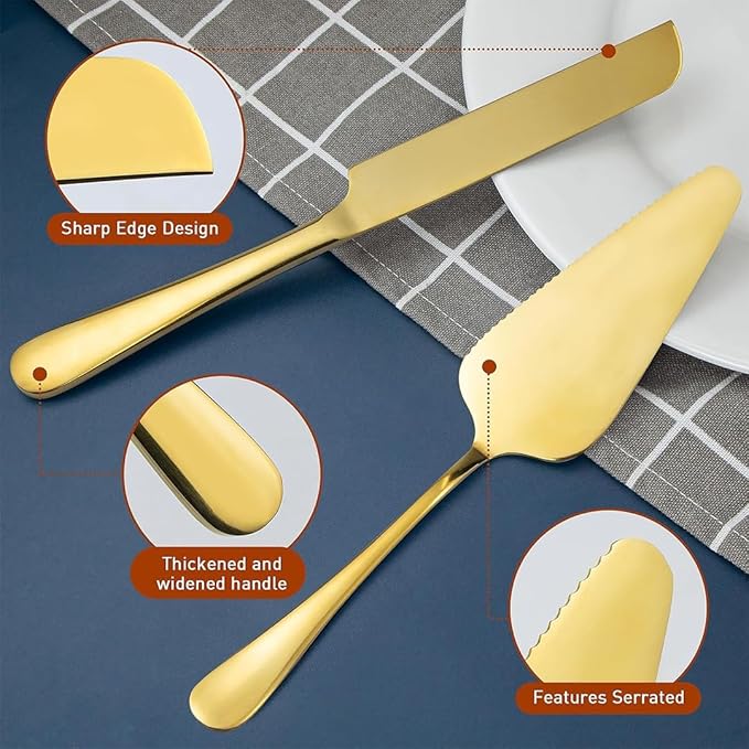 Elegant Gold Cake Cutting Set - Image 9
