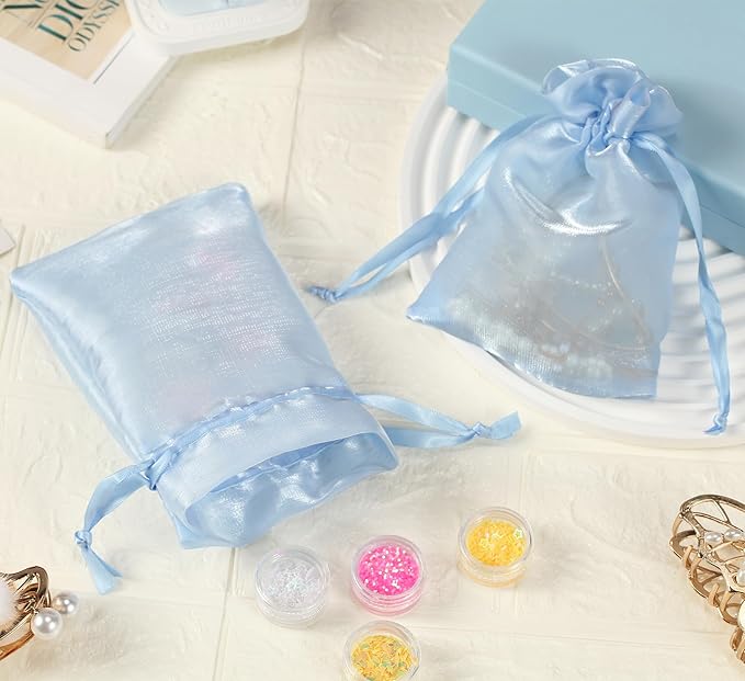 QIANF 20 Pcs Blue Small Organza Bags 3X4 inch - Image 6