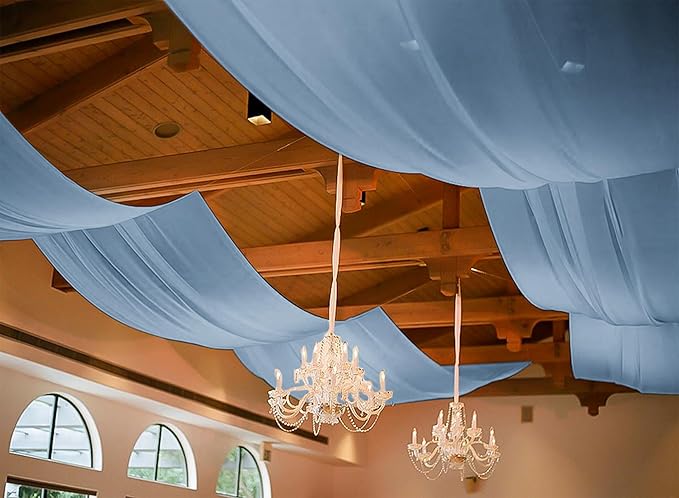 6 Panels Dusty Blue Ceiling Drapes - Image 8