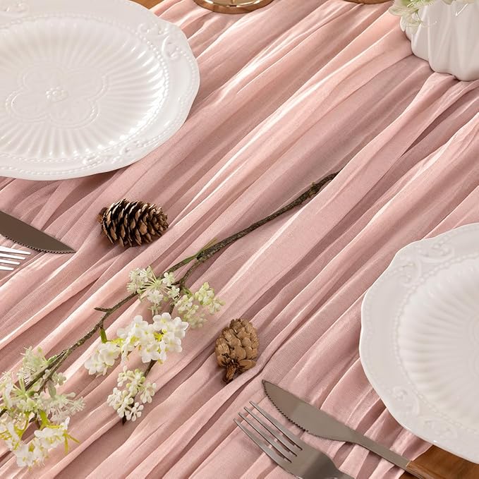 Dusty Pink Table Runner Cheesecloth Table Runner 10 Pack 10FT Farmhouse Table - Image 2