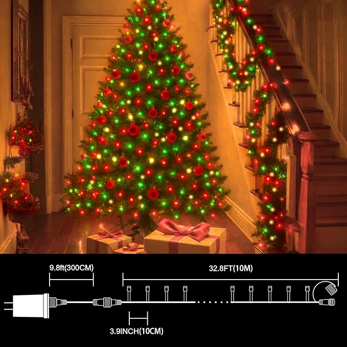 LAMPHOME 33ft Christmas Decorative Mini Lights, 100 LED Transparent Wire Fairy - Image 3