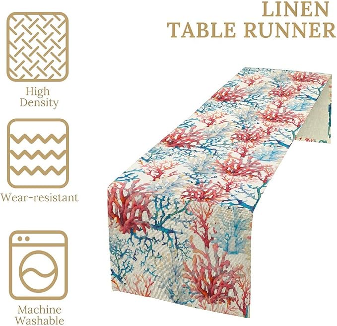 Blue Beach Table Runner, Tropical Ocean Coast Table Runner, Seashell Seasonal - Image 5