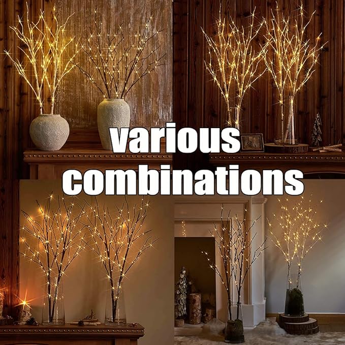 Fudios Lighted Branches with Timer Battery Operated 30IN Tall Birch Twig Lights - Image 3