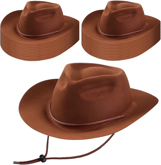 Mepase 24 Pieces Disposable Plastic Western Cowboy Hat Set Felt Wide Brimmed by Mepase