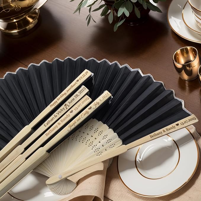 30Pcs Personalized Silk Fans Folding Hand Fan, Custom Wedding Bridal Party by Unknown