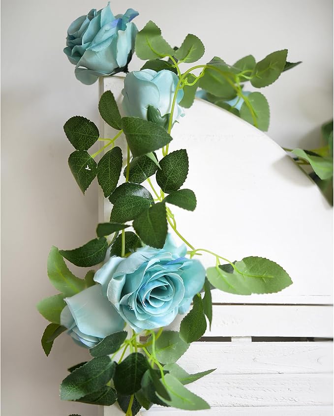 FiveSeasonStuff 29 Ft 4 Pack Rose Silk Flower Garland Artificial Flowers - Image 5