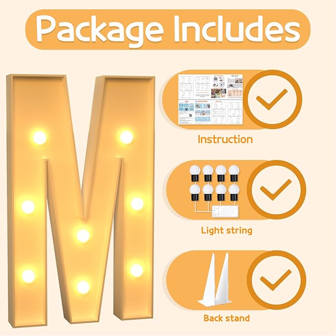 Marquee Letters 3 Feet Tall Large Light Up Letters M Wedding Mr and Mrs Sign - Image 5