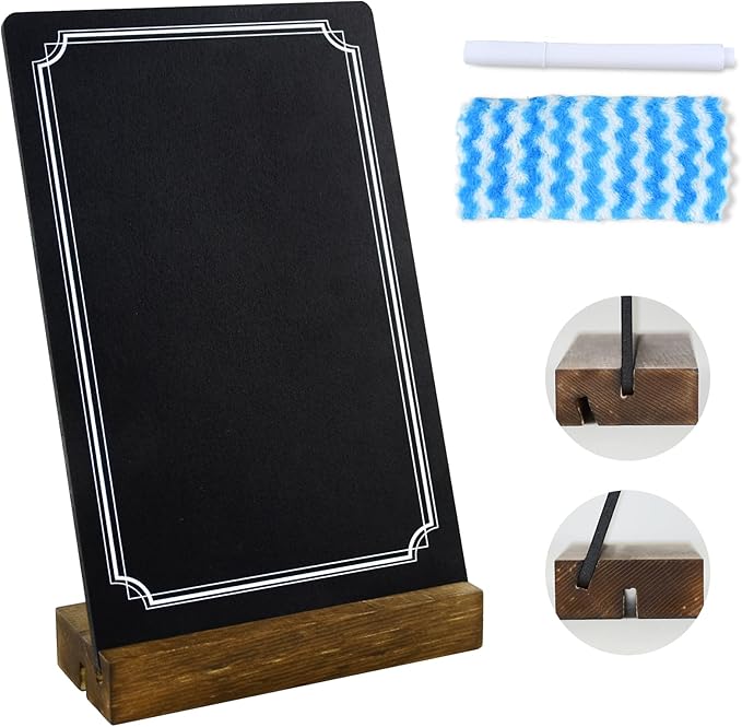 Small Chalkboard Sign with Stand, 8x5'' Table Top Double-Sided Mini Board With by Horchen
