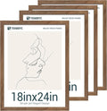 18x24 Frame Walnut 4 Pack, Display Pictures, Horizontal or Vertical Wall Hanging by TENiBYC