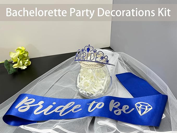 JETKONG 3 Pcs Bachelorette Party Decorations "BRIDE" Crown, Bride to Be - Image 4