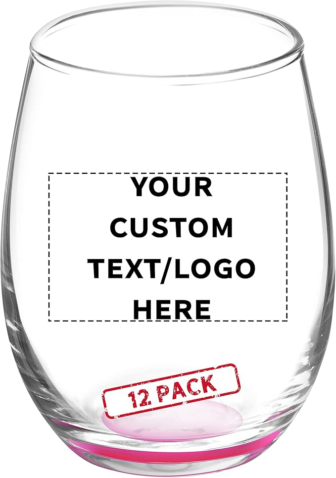 Custom Stemless Wine Glasses by ARC 5.5 oz. Set of 12, Personalized Bulk Pack by DISCOUNTPROMOS