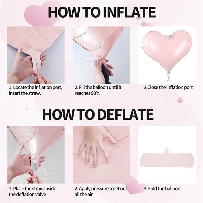 20 Inch Pink Purple Heart Balloons, Pastel Helium Balloon - Image 8