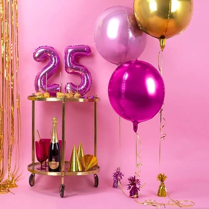 6Pcs Hot Pink Round Foil Balloons, Giant 4D Round Ball Balloon, 22 Inch - Image 5