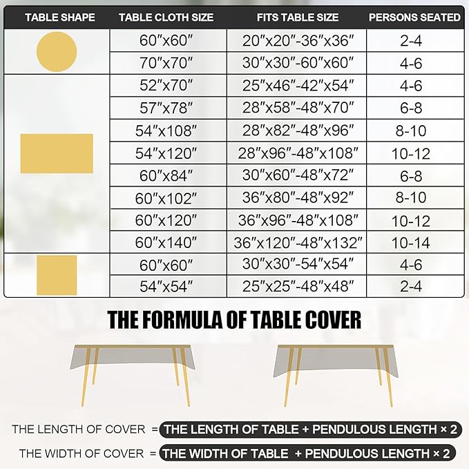Smiry Round Table Cloth, Waterproof Heavy Duty Vinyl Tablecloths, Wipeable - Image 6