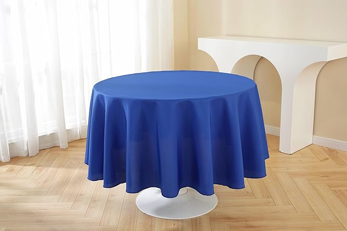 Craft And Party Round Tablecloth, 120 Inch Royal Blue Tablecloth, Polyester - Image 6