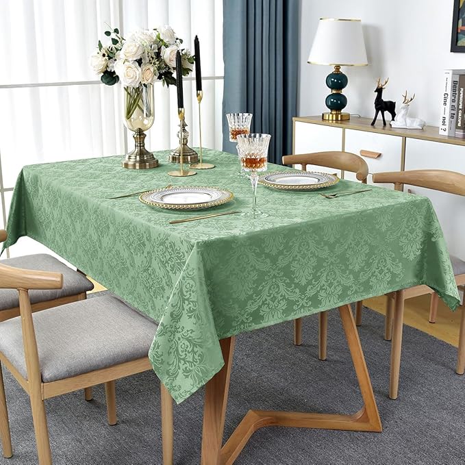 Flower Jacquard Rectangle Tablecloth 52 x 70 Inch Waterproof Wrinkle Free - Image 2