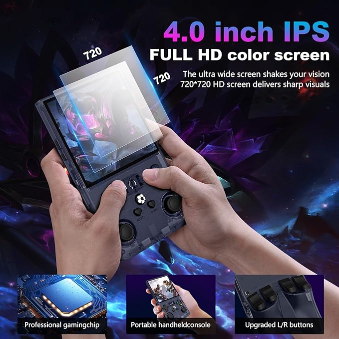 R36MAX Retro Handheld Game Console, 4.0 Inch 720x720 IPS Screen, Built-in 18 - Image 2