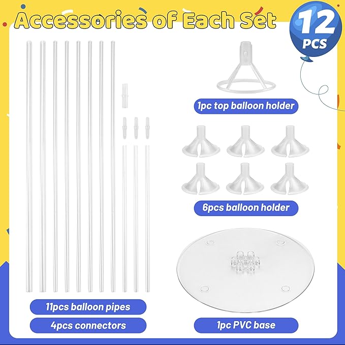 JOYYPOP 12 Sets 28 Inch Balloon Stand Kit, Balloon Holder Stickers Table - Image 3