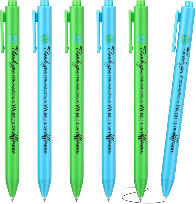 24 Pcs Earth Day Pens Bulk Party Favors Novelty Cute Green Blue Retractable by Humyoun