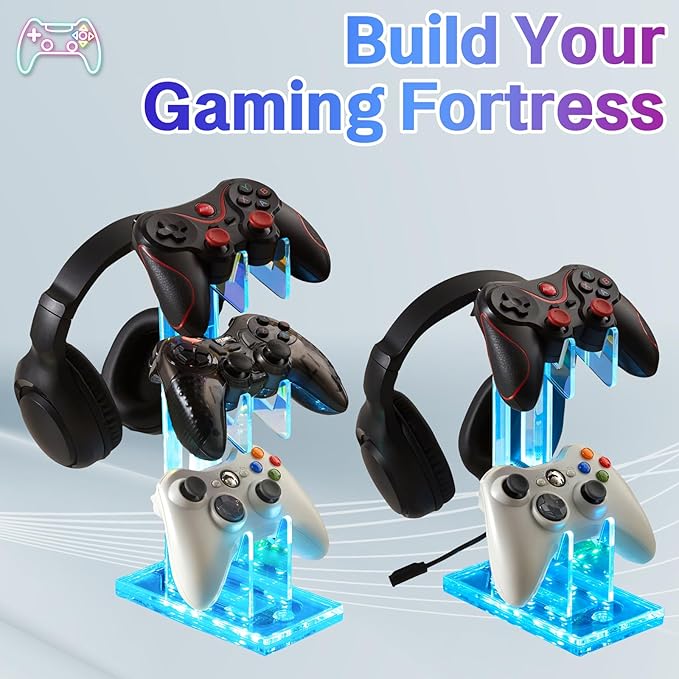 Game Controller Holder with Light Colorful Acrylic Headphones Stand with 3 - Image 7
