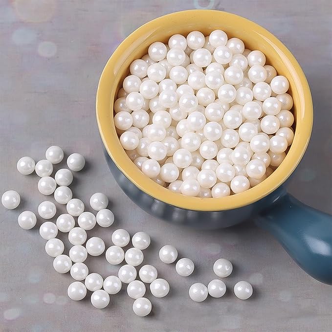 Edible Pearl Sugar Sprinkles White Candy Pearls Baking Decorations 7mm by LEBERY