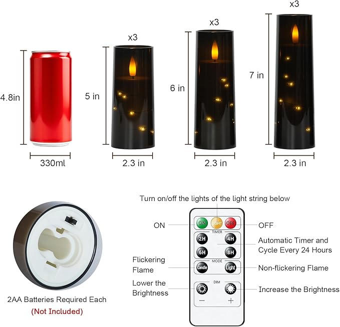 Raycare Flameless Candle with Remote Timer – 9 Flickering Acrylic Battery - Image 7
