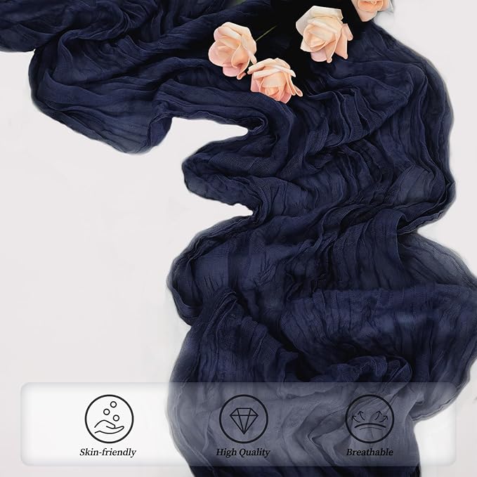 20 Pack Navy Blue Cheesecloth Table Runner 10FT Boho Fabric Rustic Cheese Cloth - Image 5