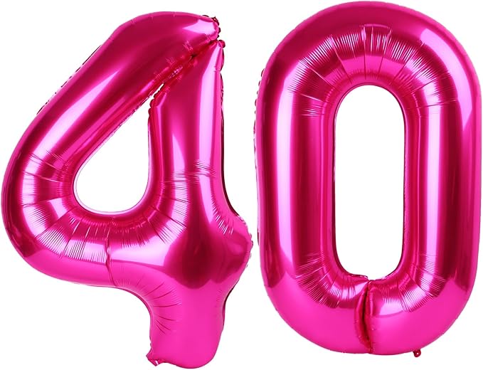 40 Inch Hot Pink Large Number 40 Birthday Balloon, Giant Number 40 Balloons by Upgesy