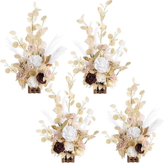 Ling's Moment 17.5" Tall Standing Artificial Flowers Arrangements 4 pcs Fall by LingsMoment