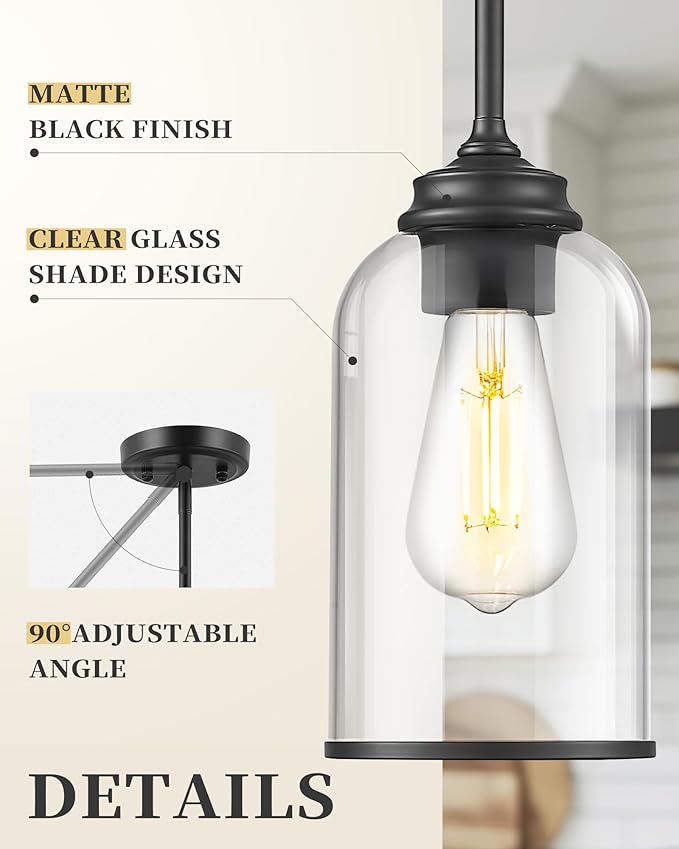 LIROUVET 2 Pack Pendant Lights Kitchen Island, Modern Pendant Lights, - Image 2