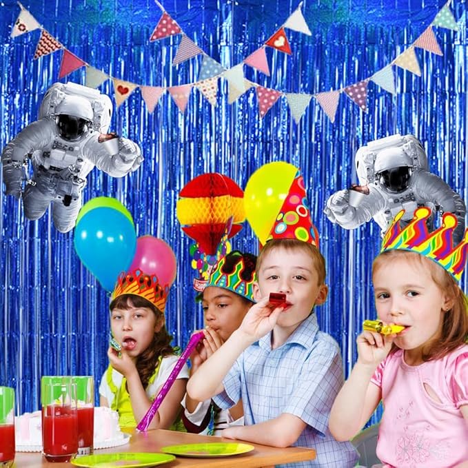 TONIFUL 3Pcs Laser Blue Door Streamers, Photo Booth Backdrop Metallic Streamers - Image 3