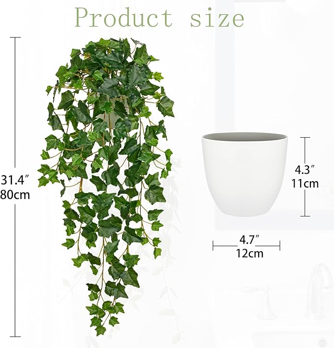 Hollyone Artificial Hanging Plants Potted 31.4" Fake Ivy Vine Faux Ivy Leaves - Image 2